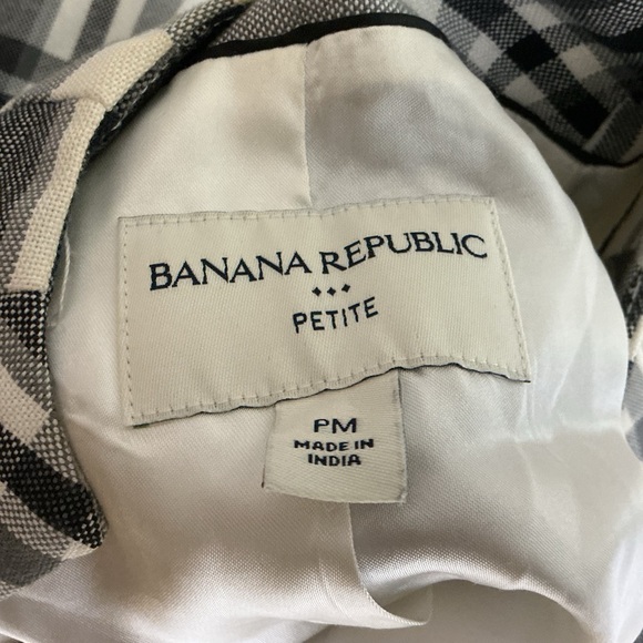 BANANA REPUBLIC FACTORY White/Black Plaid Double Breasted Jacket S Petite (PM) - Picture 8 of 8
